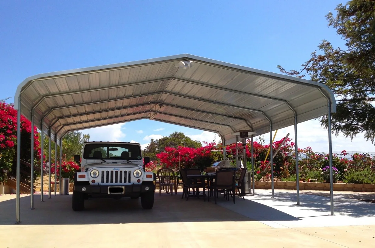 Wide single-span steel carport