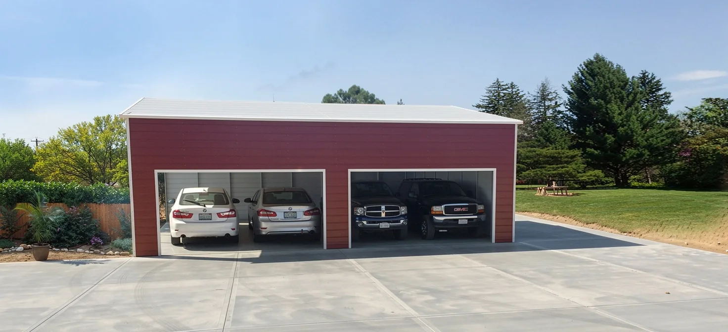 Boxed-eve carport with overhang