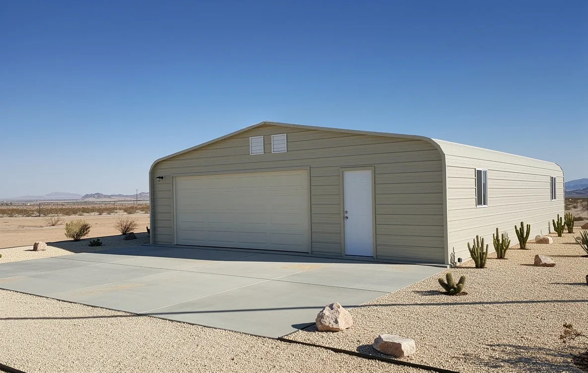 Two-bay steel garage