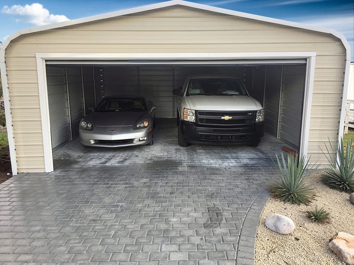 Steel garage vertical paneling