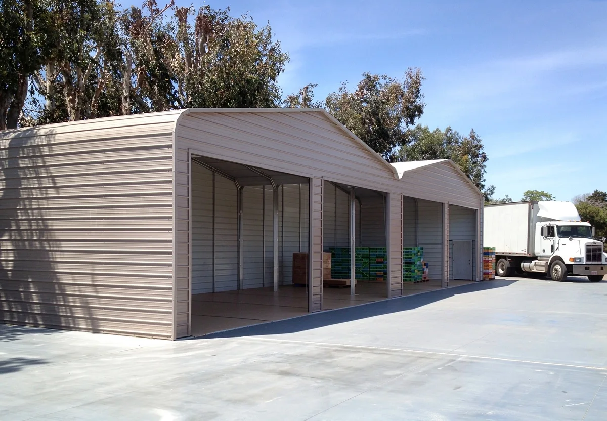 Steel building with roll-up door