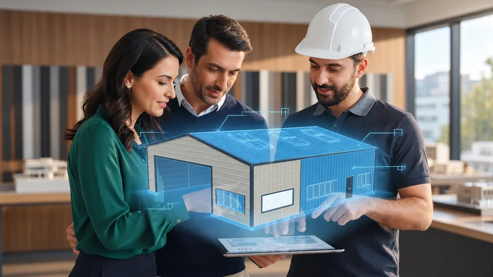 Reviewing steel building design options with a customer